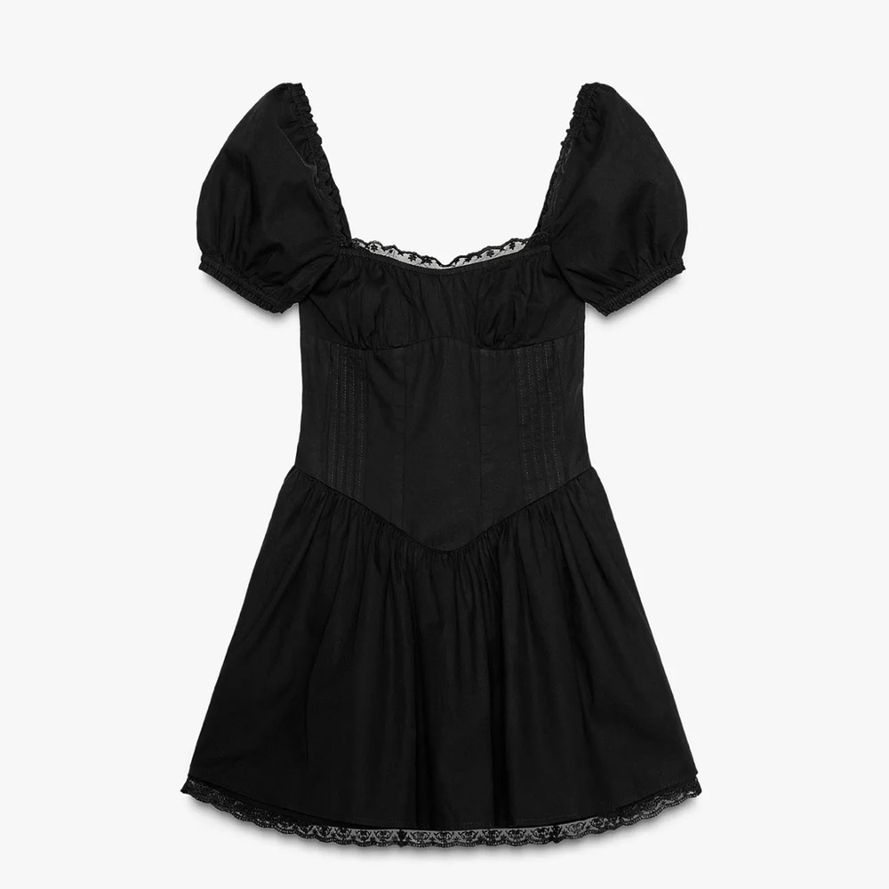 BRAND NEW!! Zara Elegant Black Dress with Puff Sleeves